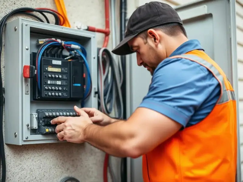 Electrical contractor at work