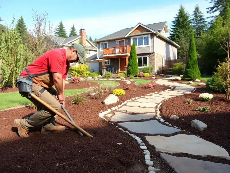 Landscaping contractor at work
