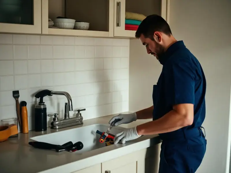 Plumbing contractor at work